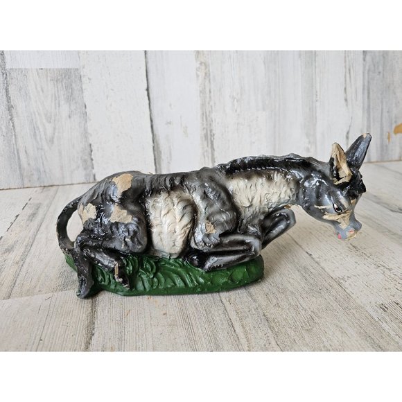 Vintage Italian donkey paper mache nativity as is Xmas village - Picture 1 of 9